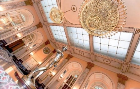 Image of grand chandaliers in the Sefton Suite of Liverpool's famed Adelphi